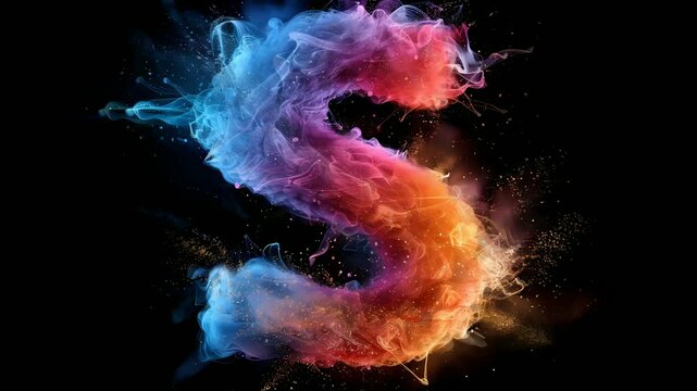 letter S with colorful cloud art