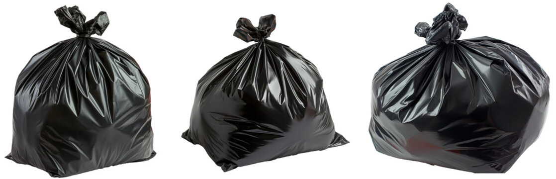 tied big garbage bag full inside collection set,  PNG isolated transparent background