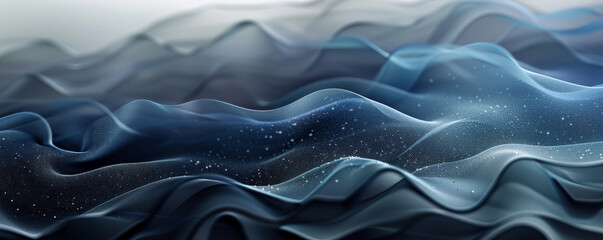 Obraz premium Abstract wavy background with a gradient flow from light blue to deep navy, adorned with sparkling effects that create a cool, refreshing feel.
