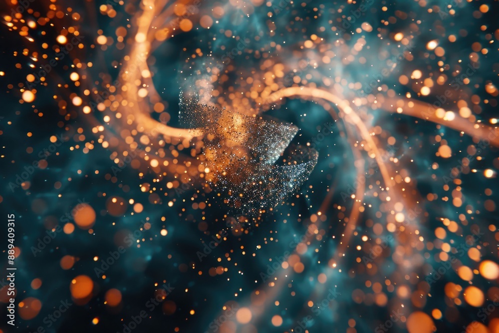 Poster close-up shot of a galaxy with many stars and galaxies in the background