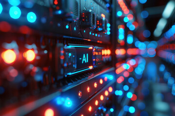 Fototapeta premium Close-Up of AI Server Rack