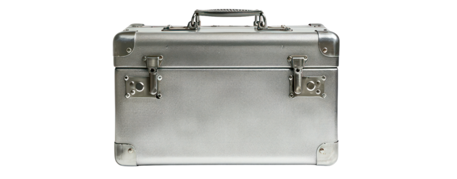 a single one silver suitcase cut out background