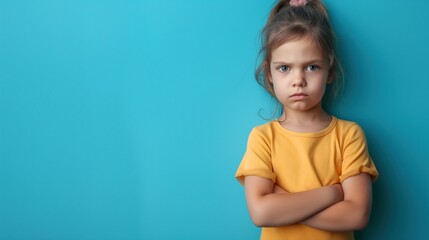 Portrait of a grumpy young child 