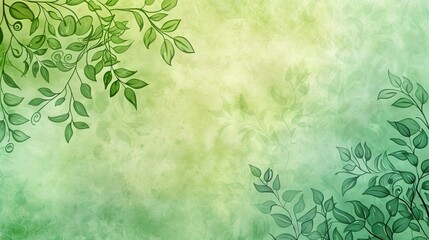 An antique green wallpaper with barely noticeable floral ornaments, on a copyspace background