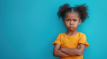 Portrait of a grumpy young black girl 