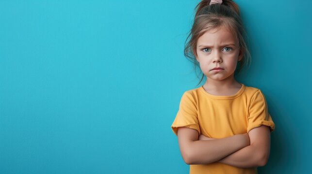 Portrait of a grumpy young child 