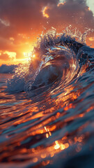 Ocean Wave Close-Up at Sunset
