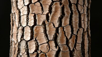 Naklejka premium Close-up of tree bark with intricate patterns, suitable for detailed naturalistic renderings and forestry themes. Illustrater Image, Shiny, bright, beautiful , Minimalism,