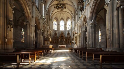 Obraz premium Interior of the old cathedral, church