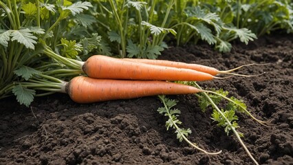 Vibrant Orange Carrot Harvest in Lush Field