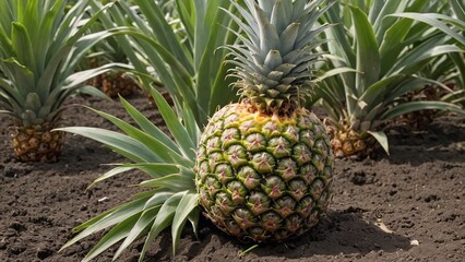 Golden Pineapple Oasis Vibrant Tropical Harvest Scene