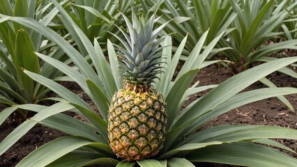 Fototapeta premium Golden Pineapple Oasis Vibrant Tropical Harvest Scene