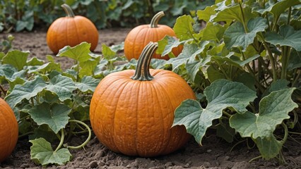Obraz premium Harvest Bounty Vibrant Pumpkin Patch Overlooking The Earth