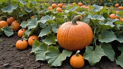 Harvest Bounty Vibrant Pumpkin Patch Overlooking The Earth