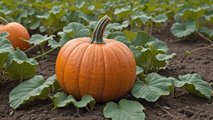 Obraz premium Harvest Bounty Vibrant Pumpkin Patch Overlooking The Earth