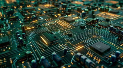 Obraz premium big data on circuit board hologram