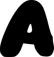 Uppercase alphabet letter A handwritten font, bold doodle style typography.
