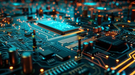 Obraz premium big data on circuit board hologram