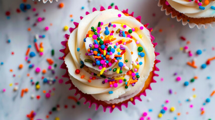 Birthday Cupcake with Rainbow Sprinkles