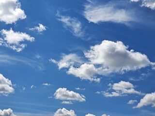 Clouds in the blue sky.