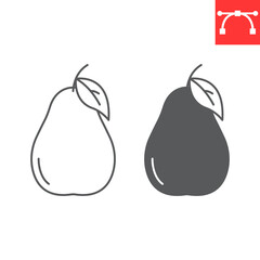 Pear line and glyph icon, fresh and fruit, pear vector icon, vector graphics, editable stroke outline sign, eps 10.
