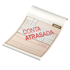 Papel de conta atrasada no vermelho sem fundo, transparente