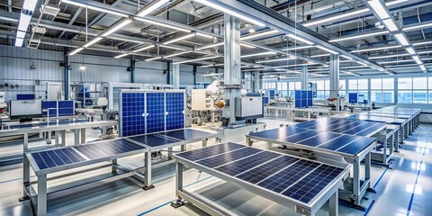 A bright futuristiclooking laboratory where solar panels undergo rigorous testing under simulated environmental conditions to ensure . .
