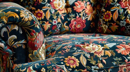 Textile pattern featuring oily floral designs in rich, vibrant colors, ideal for upholstery and home textiles