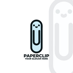 Simple flat design paperclip with a tiny smiling face