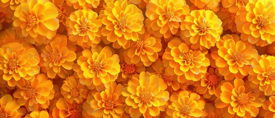A close up of many orange flowers