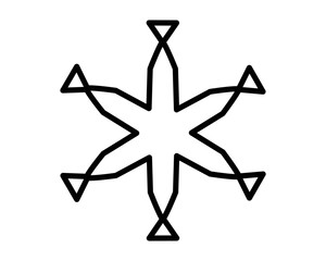 Snowflake, weather sign - vector linear picture for coloring, logo or pictogram. Outline. Snowflake, snow for icon or sign.
