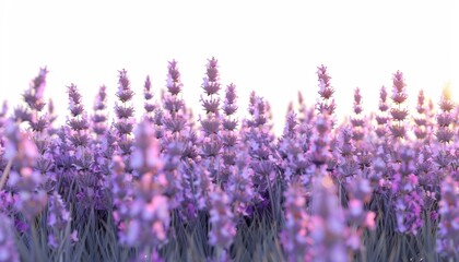 Naklejka premium A lavender field, purple flowers, 3D rendering, isolated on white background