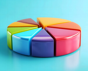 Obraz premium Colorful Pie Chart on Paper Used for Business Analysis and Statistics