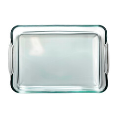 Empty glass baking tray. Isolated on transparent background.