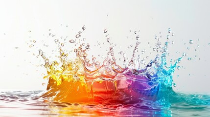 colorful water splash in a studio with a plain white background to highlight the colors. generative ai