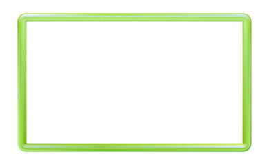 Green plastic frame, volumetric. Multi-colored edging for photos and presentations, design. Vector illustration Eps 10.