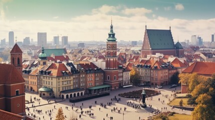 Fototapeta premium Aerial View of Warsaw's Old Town Square