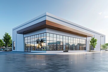 Mockup supermarket building . 3D render.