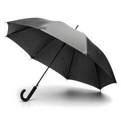 Elegant Black Umbrella Isolated on a Light Background