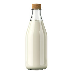 Milk glass bottle isolate transparent background