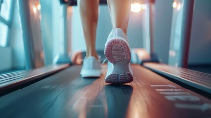 Closeup of Running Shoes on Treadmill