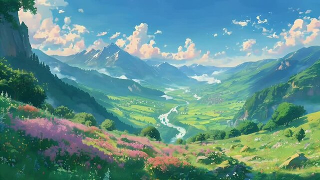 Dreams in Pastel Valley - live wallpaper , background , anime style
