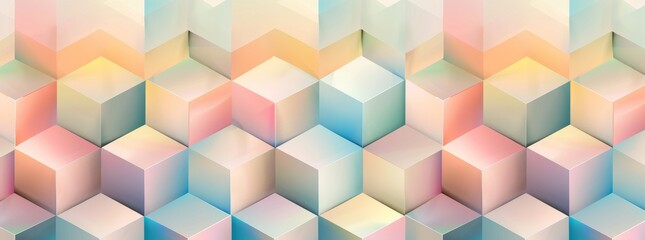 Abstract bright geometric pastel colors colored 3d gloss texture wall with squares and rectangles background banner illustration panorama textured wallpaper (generative AI)