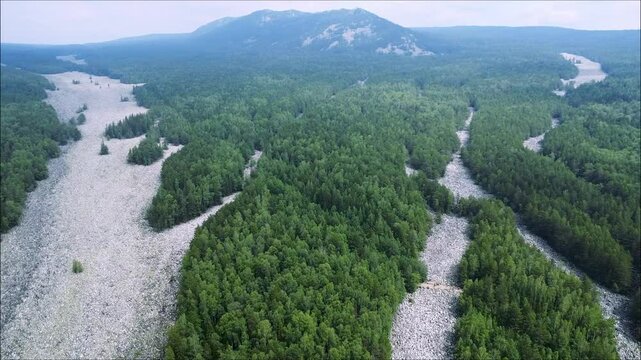Aerial autumn view of Stone river know as Zlatnite Mostove (Golden Bridges) at Vitosha Mountain, Sofia City Region, Bulgaria