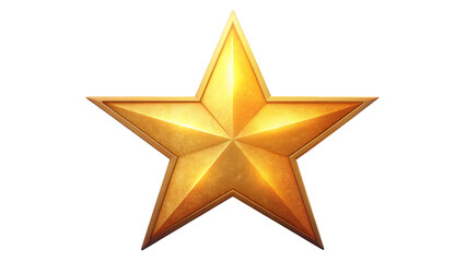 Fototapeta premium Golden star isolated on white background, shining symbol of celebration and achievement