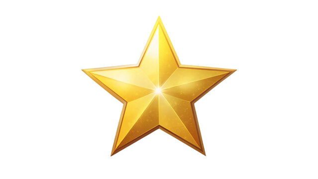 Golden star isolated on white background, shining symbol of celebration and achievement