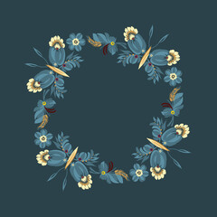 Beautiful stylized floral ornament. Floral rhythmic pattern.