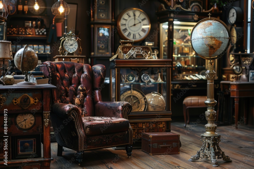 Poster a room filled with multiple kinds of clocks on walls and shelves
