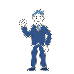 ガッツポーズをするスーツ姿のビジネスパーソンのゆるいイラスト