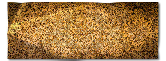 Creative picture of arabic background. Beige arab geometric decoration - vintage retro design